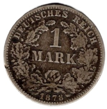 1 Mark 1878 F German Empire Silver Coin