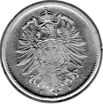 1 Mark 1880 F German Empire Silver Coin