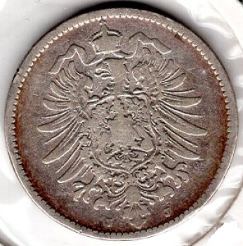 1 Mark 1880 J German Empire Silver Coin