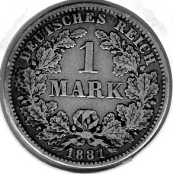 1 Mark 1881 E German Empire Silver Coin