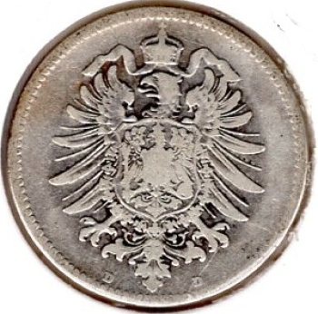 1 Mark 1882 J German Empire Silver Coin