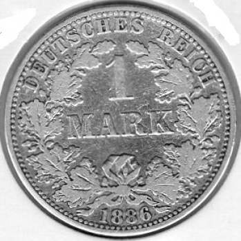 1 Mark 1886 D German Empire Silver Coin