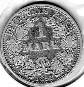 1 Mark 1891 A German Empire Silver Coin