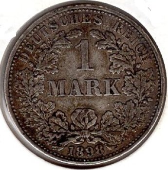 1 Mark 1898 A German Empire Silver Coin