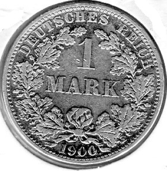 1 Mark 1900 A Deutsches Kaiserreich Silbermünze