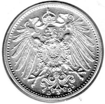 1 Mark 1902 D German Empire Silver Coin