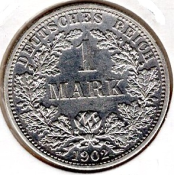 1 Mark 1902 F German Empire Silver Coin