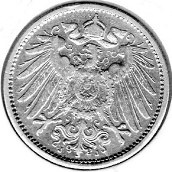 1 Mark 1902 J German Empire Silver Coin
