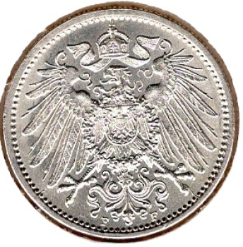 1 Mark 1906 F German Empire Silver Coin