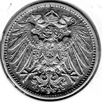 1 Mark 1907 F German Empire Silver Coin