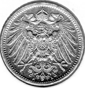 1 Mark 1908 A Deutsches Kaiserreich Silbermünze