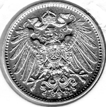 1 Mark 1908 E German Empire Silver Coin