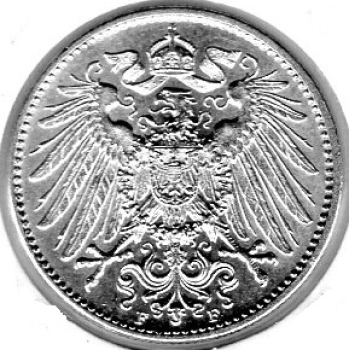 1 Mark 1908 D German Empire Silver Coin