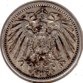 1 Mark 1909 A German Empire Silver Coin