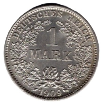 1 Mark 1909 D Deutsches Kaiserreich Silbermünze