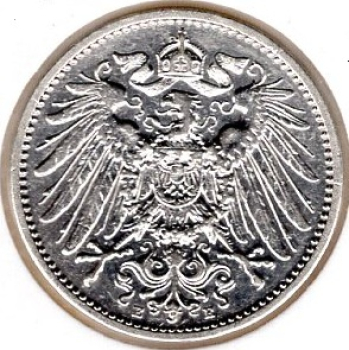 1 Mark 1910 E German Empire Silver Coin