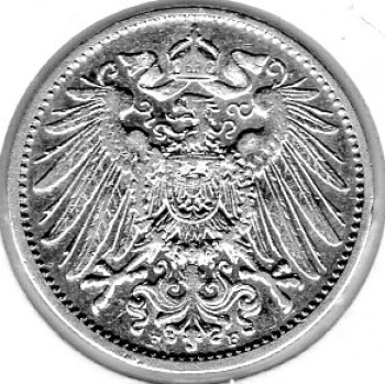 1 Mark 1910 F German Empire Silver Coin