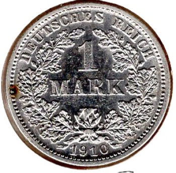 1 Mark 1910 J Deutsches Kaiserreich Silbermünze