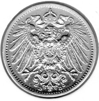1 Mark 1912 D German Empire Silver Coin