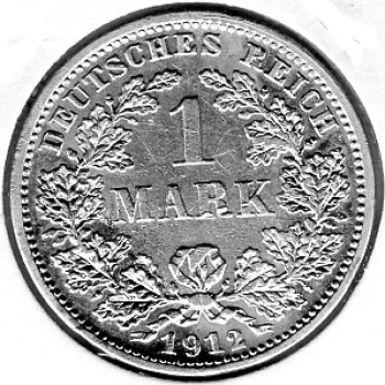 1 Mark 1912 D German Empire Silver Coin