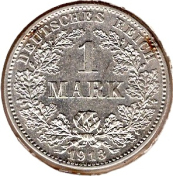 1 Mark 1913 G Deutsches Kaiserreich Silbermünze