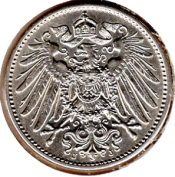 1 Mark 1913 J Deutsches Kaiserreich Silbermünze