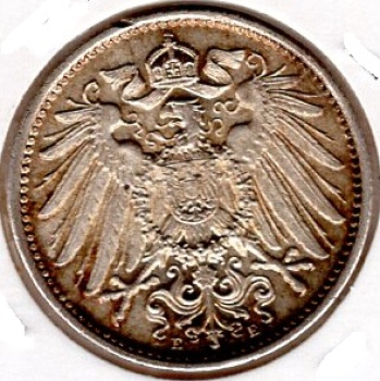 1 Mark 1914 D German Empire Silver Coin