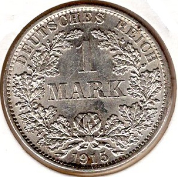 1 Mark 1915 A German Empire Silver Coin