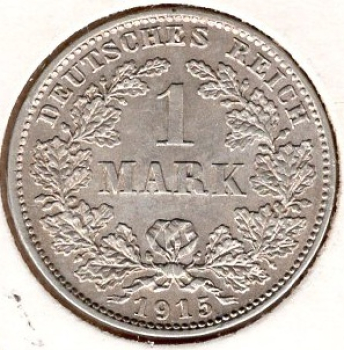 1 Mark 1915 D German Empire Silver Coin