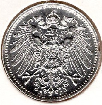1 Mark 1915 E German Empire Silver Coin