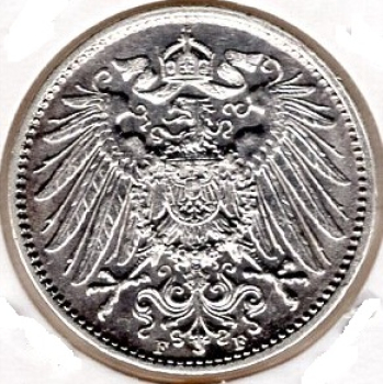 1 Mark 1915 E German Empire Silver Coin
