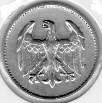 1 Mark 1924 F Weimar Republic silver coin