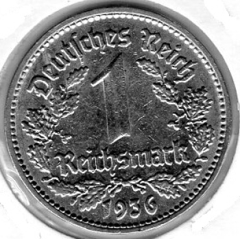 1 Reichsmark 1936 D Third Reich