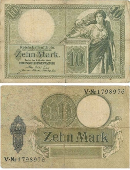 10 Mark Reichskassenschein 6. Oktober 1906