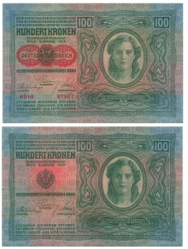 Hundred Kronen 100 Austrian Hungarian Bank January 2nd 1912 GERMAN AUSTRIA