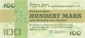 100 Mark DDR Forum Scheck 1976 bankfrisch