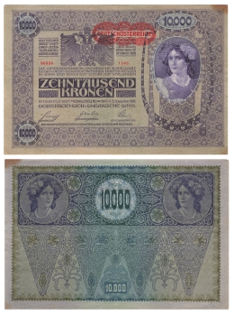 Ten thousand crowns 10,000 Austria Hungarian Bank November 2, 1918 GERMAN AUSTRIA
