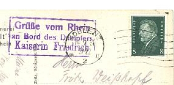 Rhine steamship board stamp steamer "Kaiserin Friedrich" o 14.9.1931