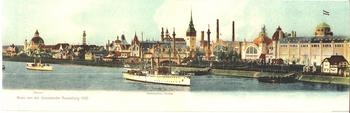 Düsseldorf Ausstellung 1902 Doppelklappkarte mit Kanonenboot Panter, *