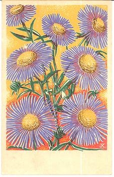 Blumen Künstlerkarte sig. K., gebr. 1944