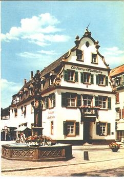 77600 Offenburg Einhorn pharmacy with Neptun fountain, * approx. 1960