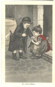 Kinder mit Katze "der kleine Doktor", o 22.1.1912