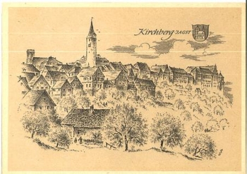 74592 Kirchberg Jagst Künstlerkarte Ludwig Schäfer-Grohe * ca. 1950