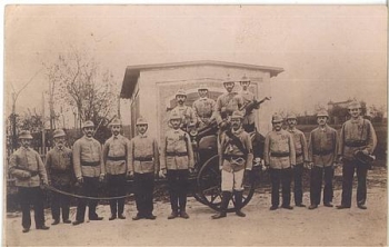 Feuerwehr mit Spritzenwagen, Echtfoto *ca. 1910