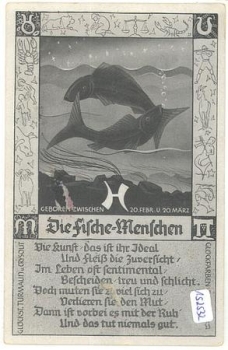 Zodiac sign, Pisces with characteristics, * approx. 1920