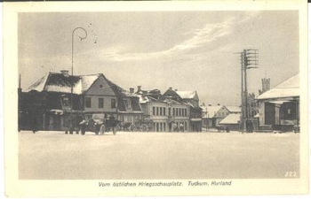 Tuckum Kurland street scene o 2.7.1916 soldiers' postmark III. Batl.Ldst.-Inf.-Rgt. No.19. 12th comp.
