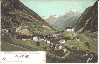 Wassen und die Windgaelle mit Gotthardbahn * ca. 1900