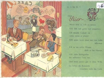 Sign of the zodiac, Taurus, in the restaurant, heart * approx. 1950