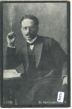 Carl Liebknecht with cigarette, mourning card, socialism * 1919