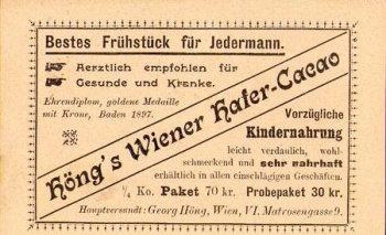 Merchant's picture of the Honig`s Viennese Hafer-Cacao Litho Munich ca. 1900